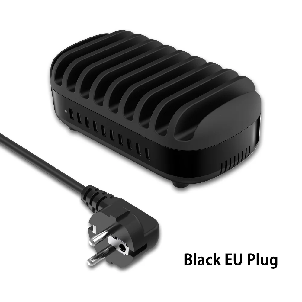 Black EU Plug ORICO 10 Порты USB Зарядное устройство Док-станция с держателем 120 Вт 5V2. 4A* 10 зарядка через USB для смартфонов Планшеты PC Применить для дома общественных - Тип штекера: Black EU Plug