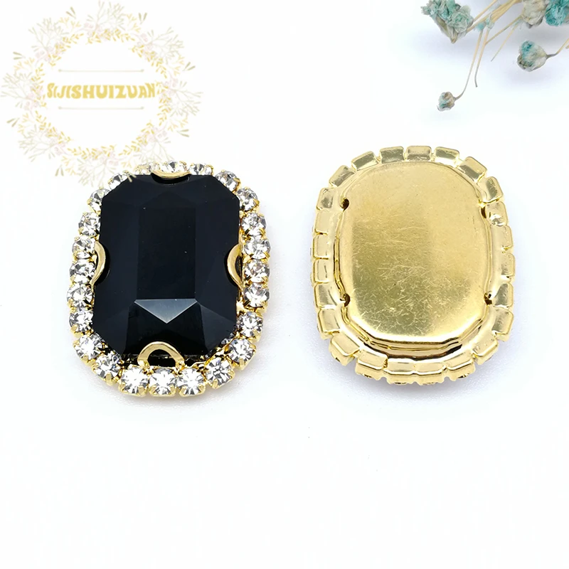 Черная прямоугольная стеклянная Хрустальная Стразы с кристальной пряжкой