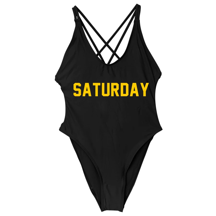 Слитный женский купальник с надписью суббота сексуальное боди для девочек