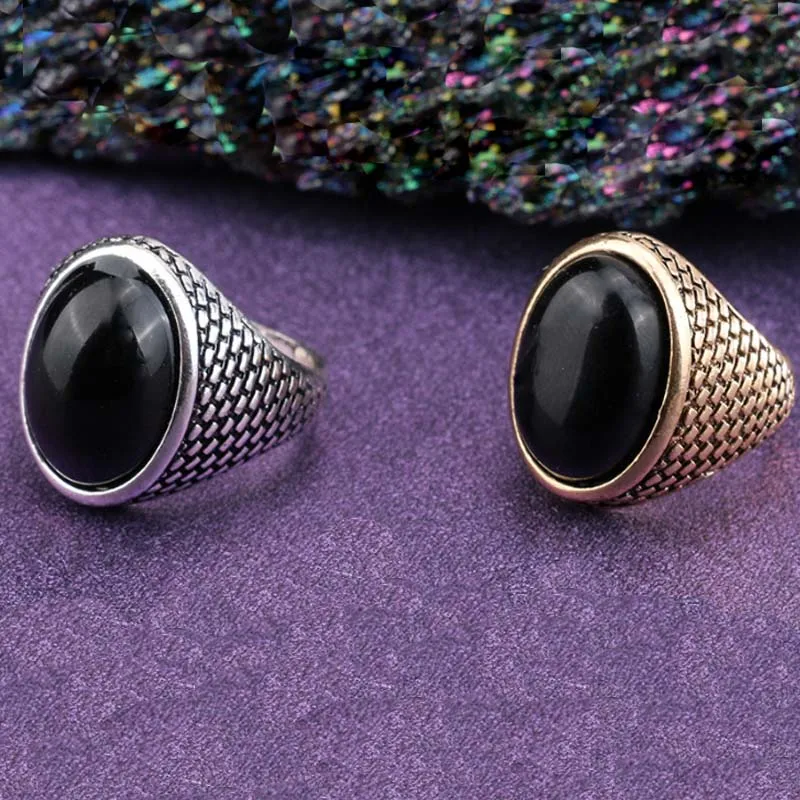 2018 Кольца для человека овальный черный камень кольца Для мужчин Прохладный Рок