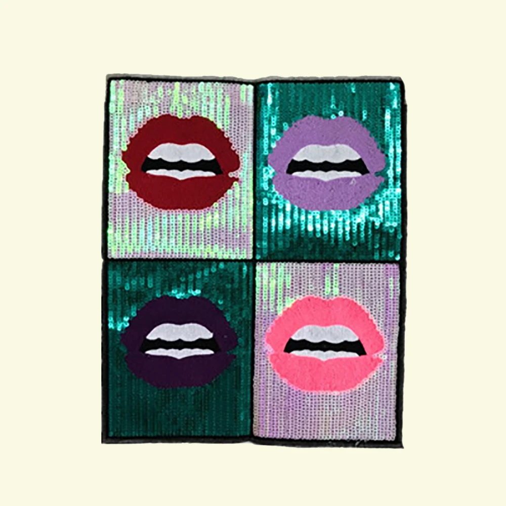 

Блестки красные губы квадратный патч вышивка аппликация эмблема DIY Ручная работа сумки для одежды аксессуары декоративные принадлежности