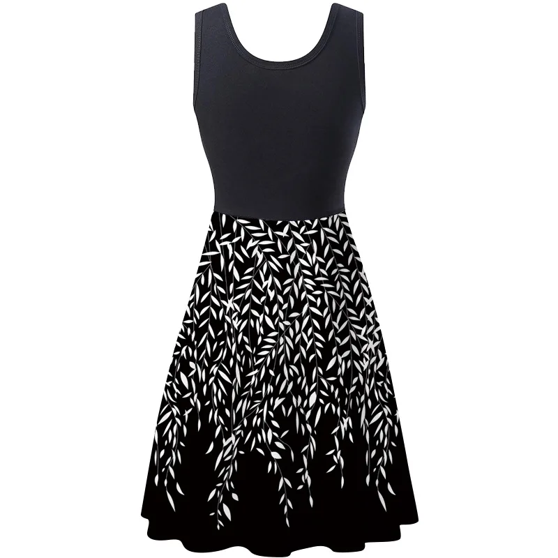 Женское винтажное платье-чехол без рукавов с цветочным принтом и круглым вырезом