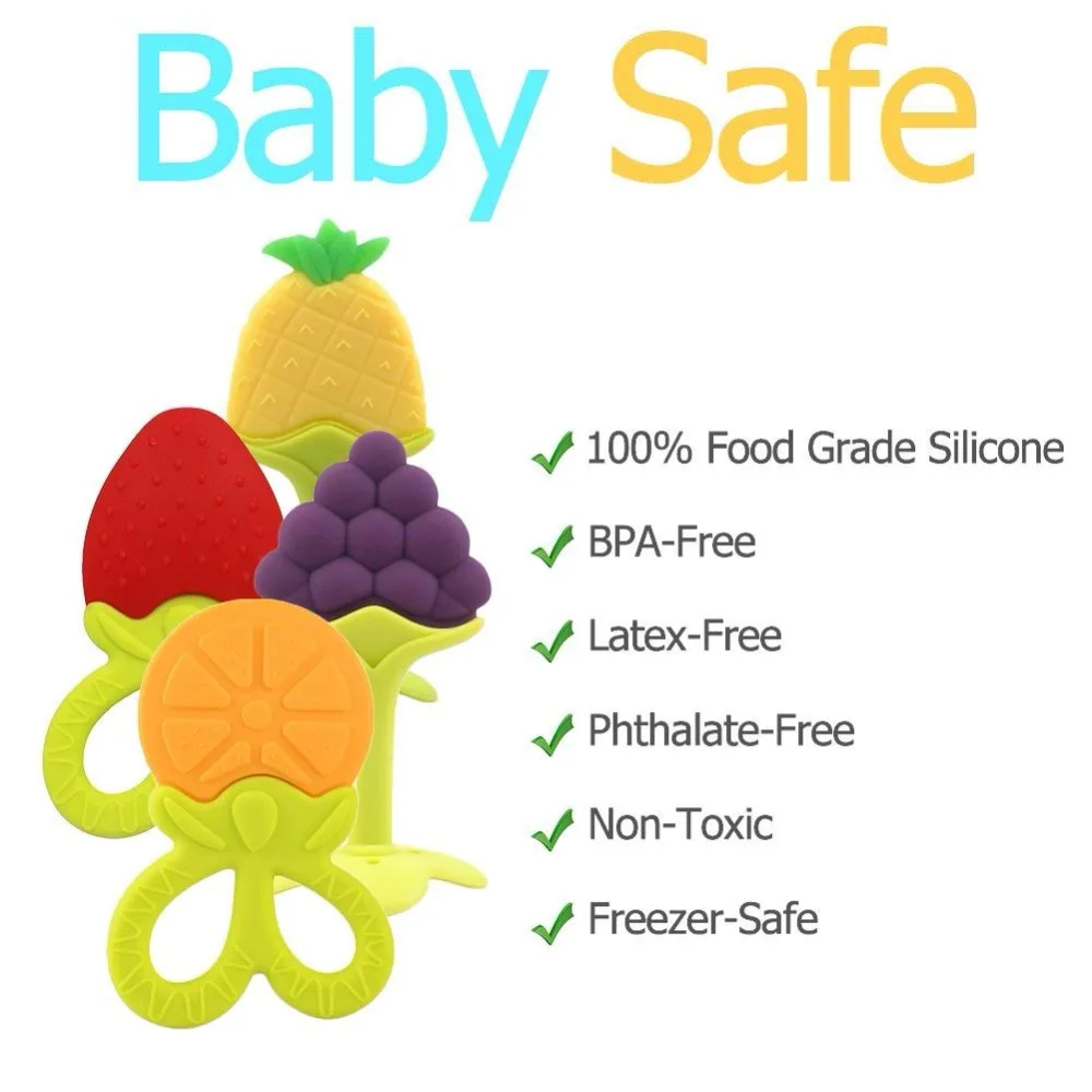 Детские Прорезыватели в форме фруктов Силиконовые для зубов новорожденных