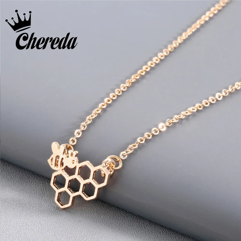 

Chereda New Fashion Honeycomb Alloy Pendant Necklace Silver Gold Color Classic Women Jewelry Party Bar Birthday Accessories
