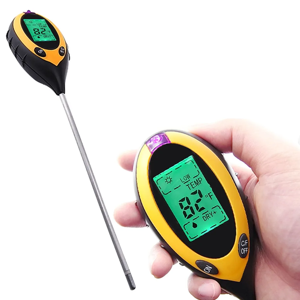 Цифровой 4in1 завод почвы PH влаги светильник метр солнца термометр Температура 200