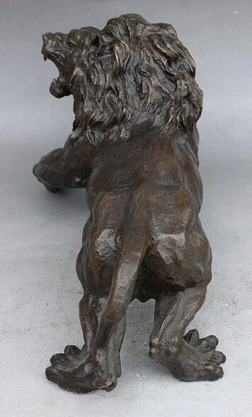 Lat&oacute;n decoraci&oacute;n lat&oacute;n puro buen valor 7 de la suerte "China feng-shui tradicional lat&oacute;n tallado &eacute;xito feroz fuerte Le&oacute;n Animal arte-3