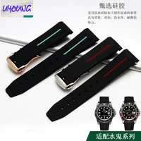 uyoung silicone watchband folding buckle watch chain for navy lq 20 21mm black ghost