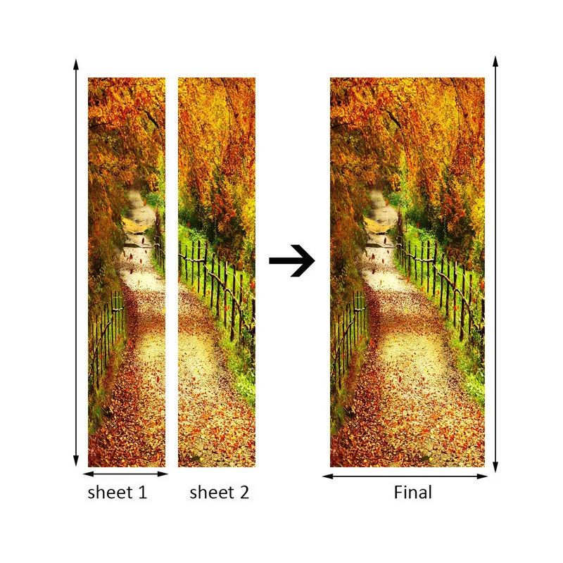 Лес пейзаж 3D дверь стикер Настенная ПВХ Виниловая самоклеющаяся обои для спальни