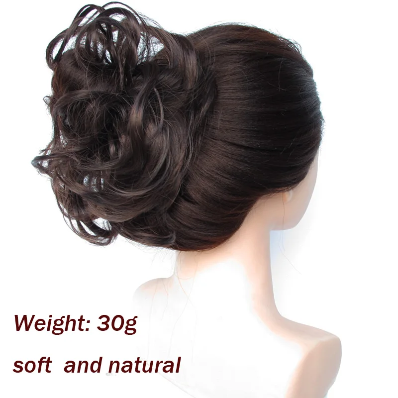 Jeedou Wholesale Supplier 5Pcs Synthetic Curly Chignon Rubber Band Messy Hair Bun Women's Accessories Black Brown Hairpieces