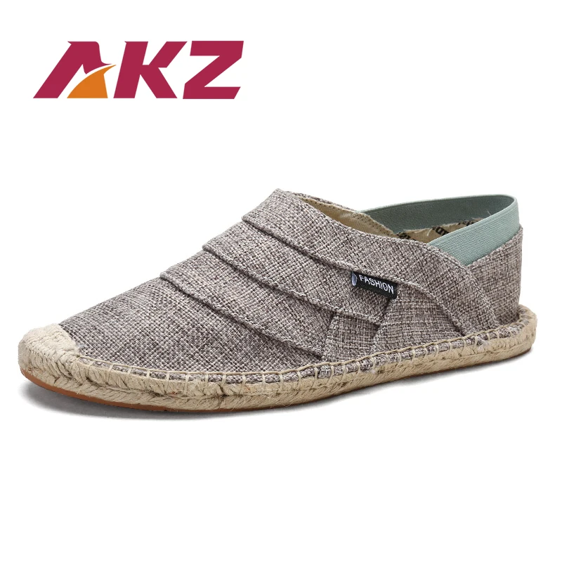 AKZ Summer loafers Men's casual shoes Canvas for men Hemp Comfortable Breathable Fisherman Shoes Male size 38-45 | Обувь