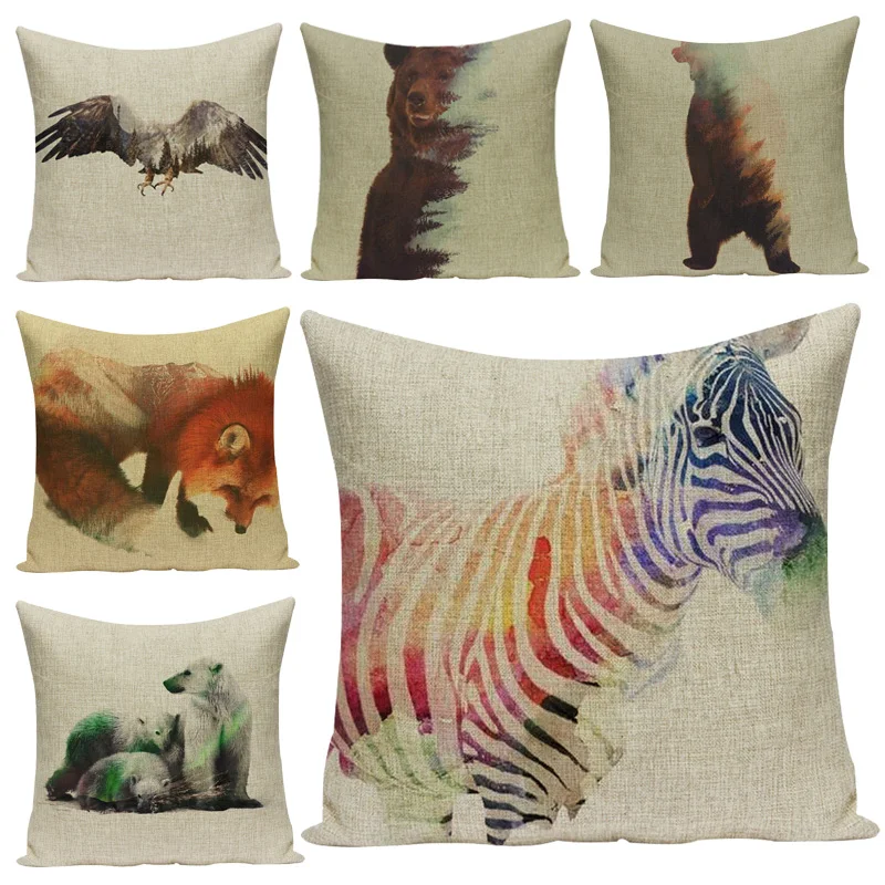 

Lovely color animal creative pillow cover, high quality linen-cotton pillow cover, suitable for bedroom sofa car pillow cover