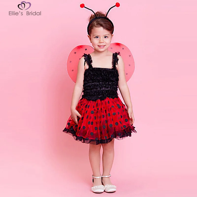 LadyBug Costume Halloween Masquerade Party Suits Girls Role Play Dress Up Tutu 3pc set(dress wing headband) | Детская одежда и