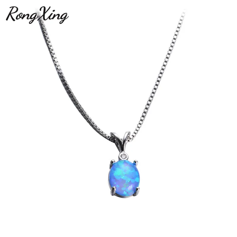 Стильные овальные подвески и ожерелья RongXing с голубым огненным опалом для женщин