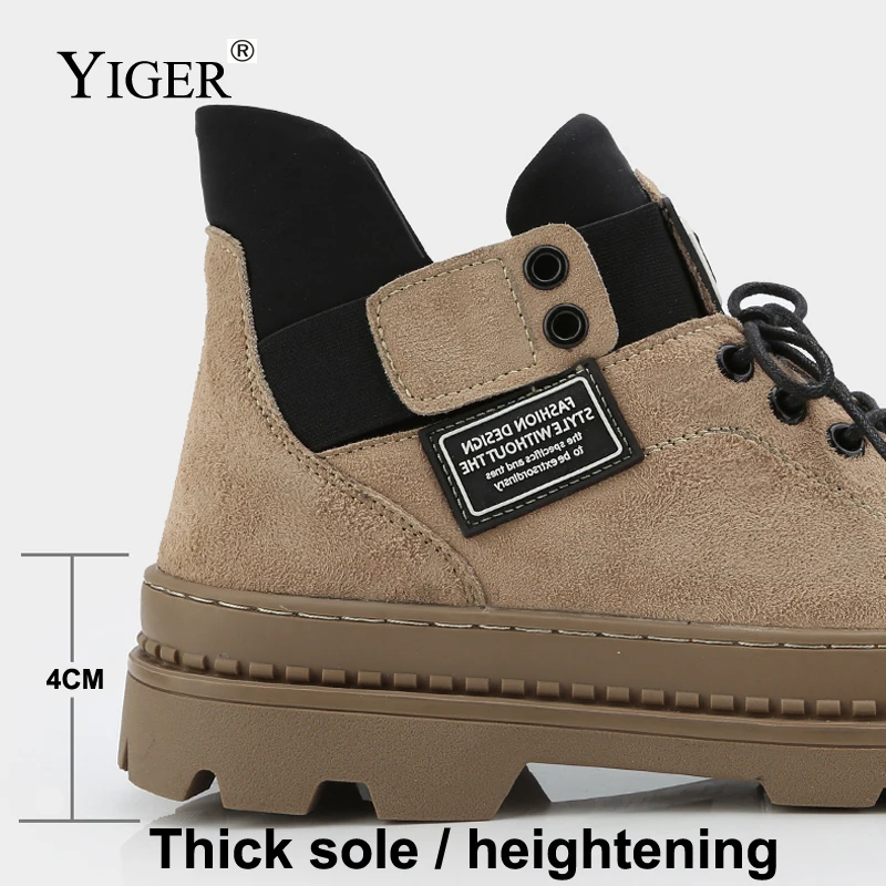 YIGER/Новые мужские ботинки на шнуровке дезерты из свиной замши Ботильоны большого