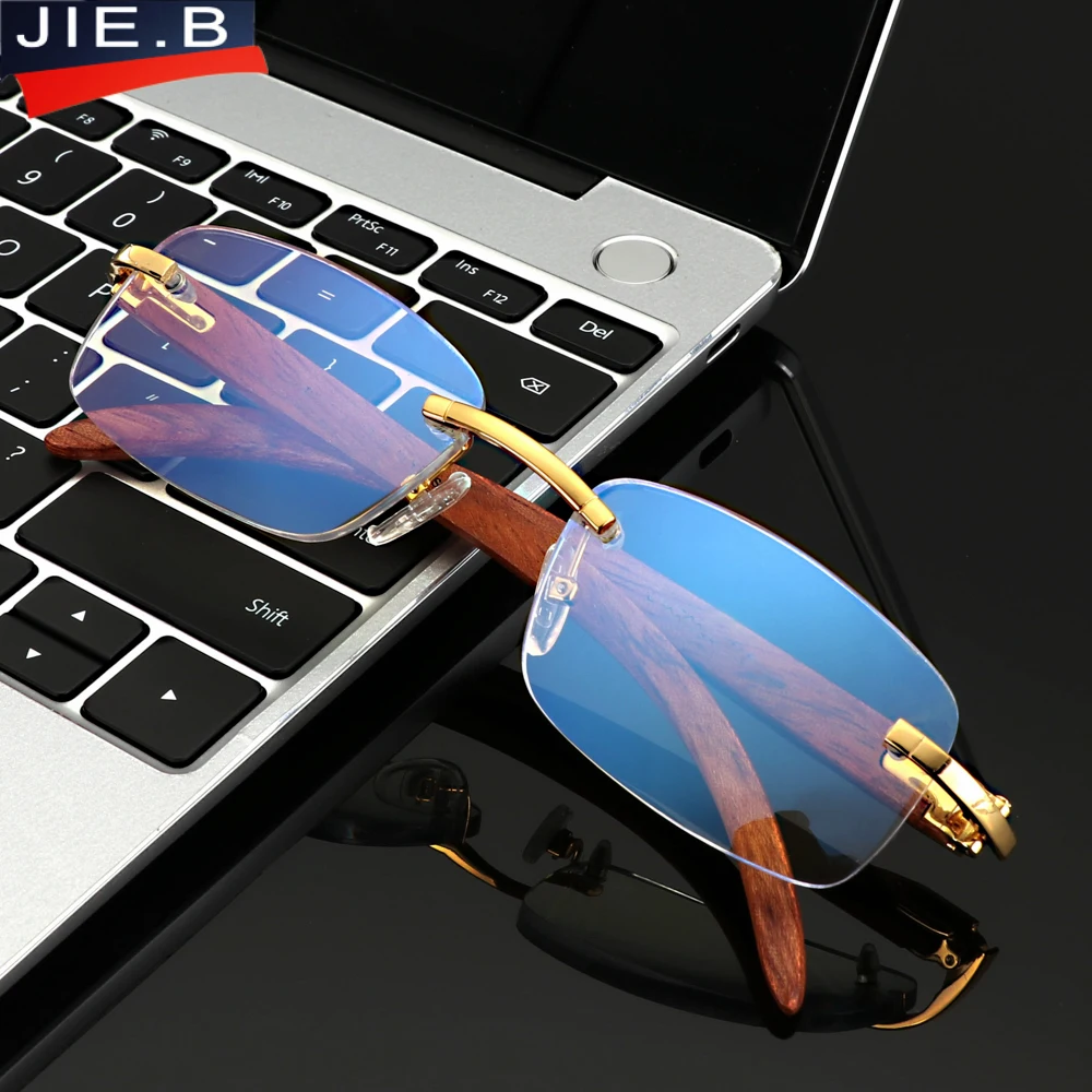 

High grade Rimless Multifocal Progressive Reading Glasses Women Men Anti-Blu-ray Hyperopia Presbyopia Eyeglasses Diopter+1.0+1.5