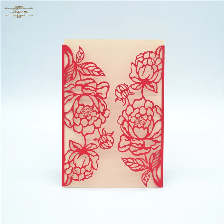 

Ideal products laser cut elegant flower wedding invitations red