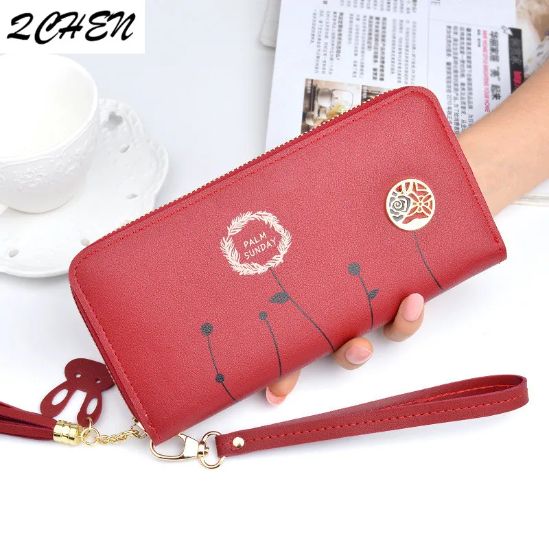 Женские Длинные кошельки клатч новый кошелек на молнии с кисточками