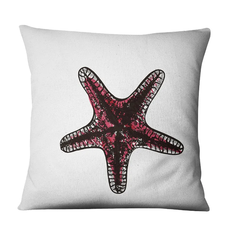 Наволочка с рисунком рыбы льняная наволочка принтом 43*43 см декоративная для