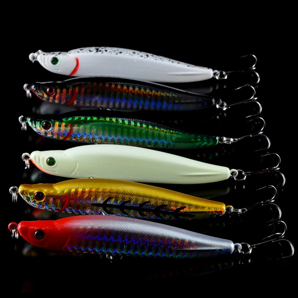 

50pcs/lot Hard Baits Mixed Pencil bait and Lead Fish Models Fishing Lures 50 Different Colors Bass Wobblers Fishing Tackle pesca