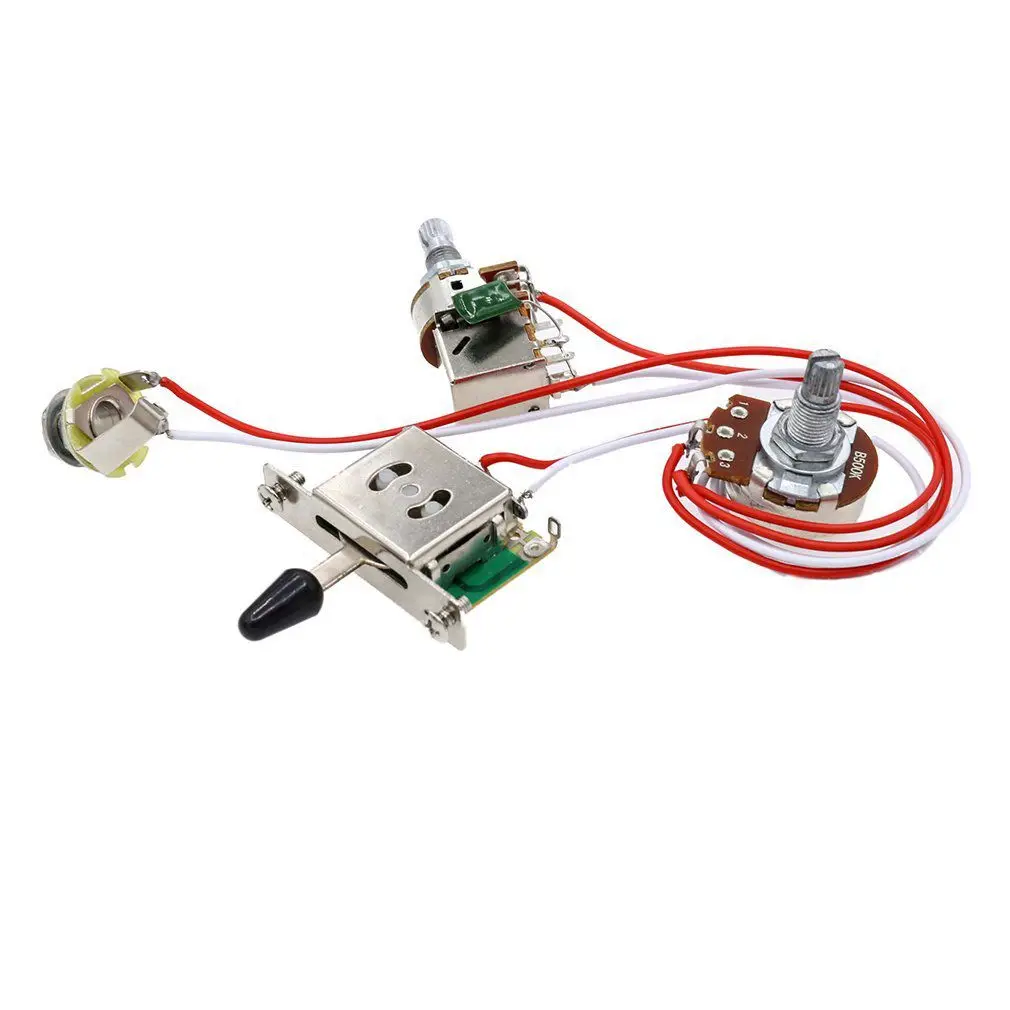 ADDFOO Electric Guitar Wiring Kit With 1 Volume 1 Tone 3 Toggle Switch 500K Pots Jack 1 Set For Guitar Accessories