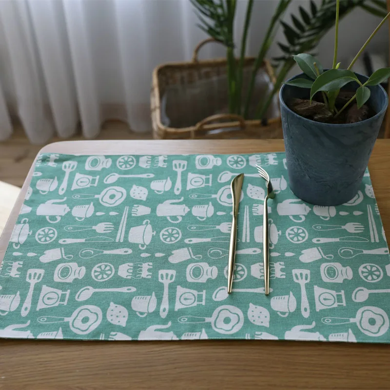 Free Shipping Green Tableware Placemat Dining Table Coaster Cloth Insulation Coffee Cup Pad Kitchen Mantel Individual For | Дом и сад