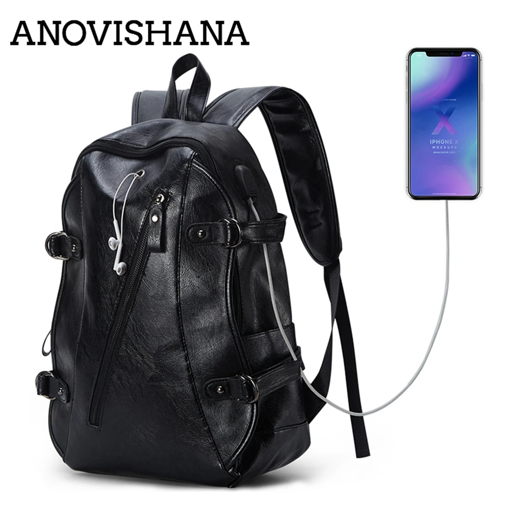 ANOVISHANA Высокое качество PU Ткань Рюкзак usb зарядка подарок зарядки линии наушников