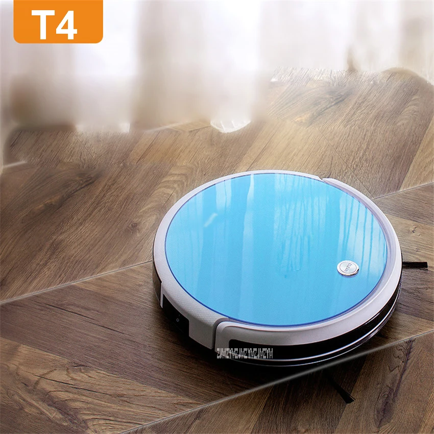 

T4 100-240V Mini Robot Vacuum Cleaner for Home 22W Automatic Sweeping Dust Sterilize Smart Planned Mobile App 2600mah Battery