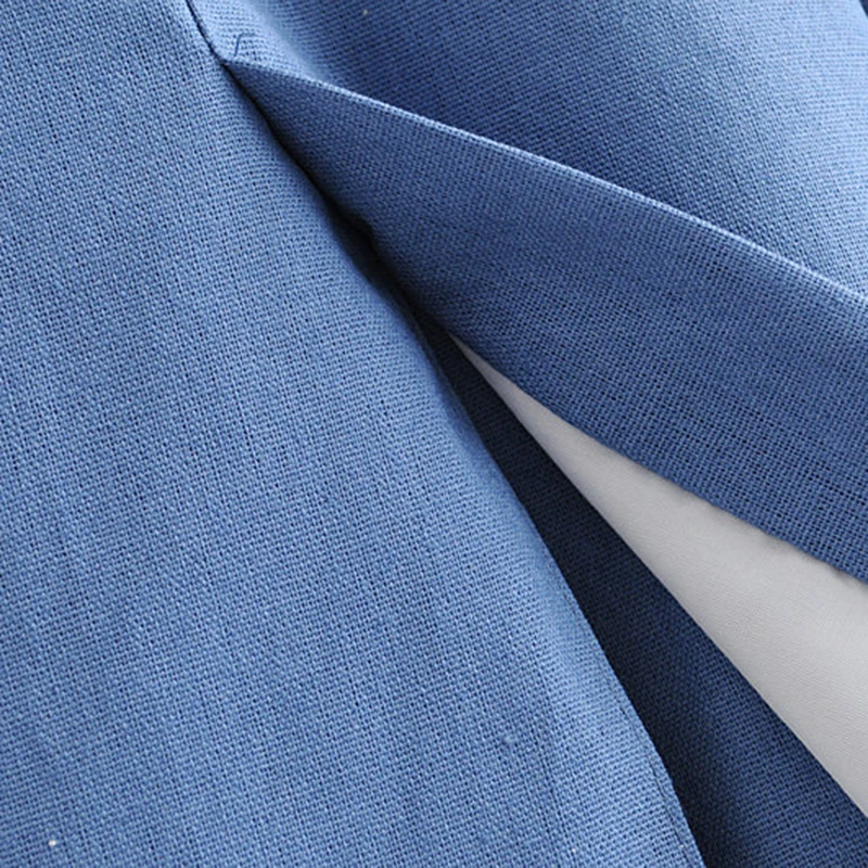 Женский шикарный синий льняной длинный рукав Za Блейзер 2019 женский