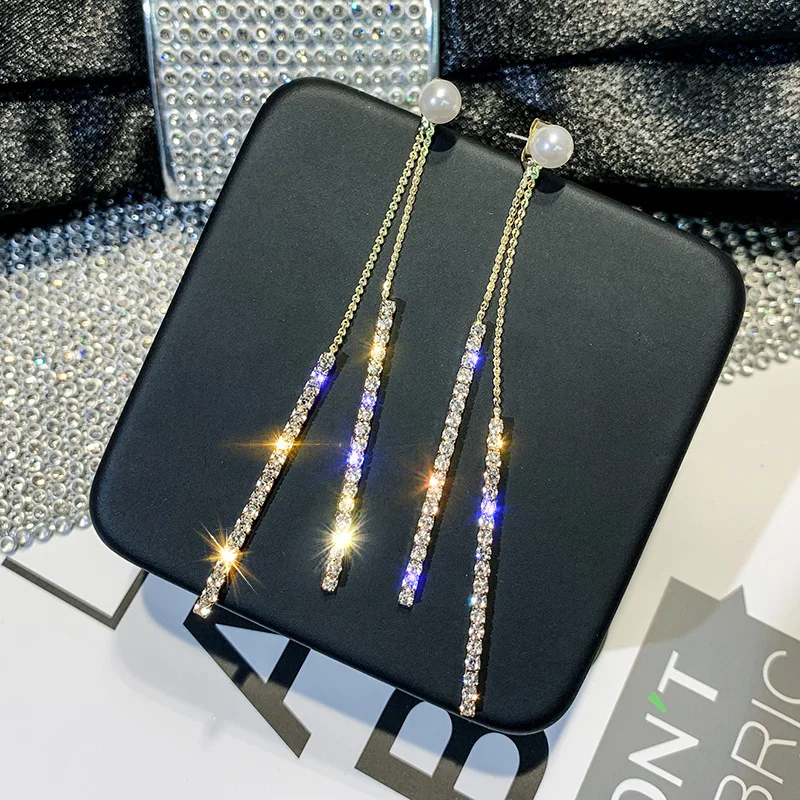 Серьги с кисточками двойное лицо жемчугом длинные серьги темперамент простой