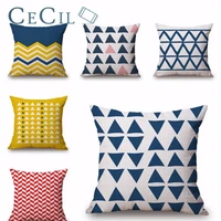 yellow wavy geometric water ripples decorative pillowcase for sofa car cotton linen cushion cover creative decoration 4545cm