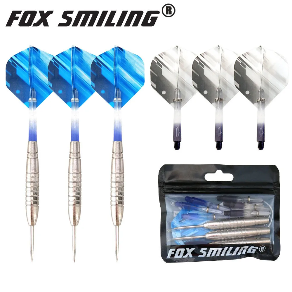 blue gray 3 шт. 23 г стальной наконечник Дротика s Fox Smiling профессиональная Дротика s с нейлоновыми валами и цветной Дарт Filights - Цвет: blue gray