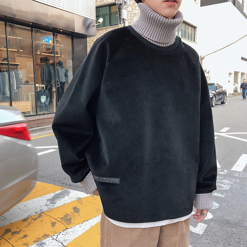 Зимние новые мужские модные повседневные уличные хип-хоп свободные толстовки с