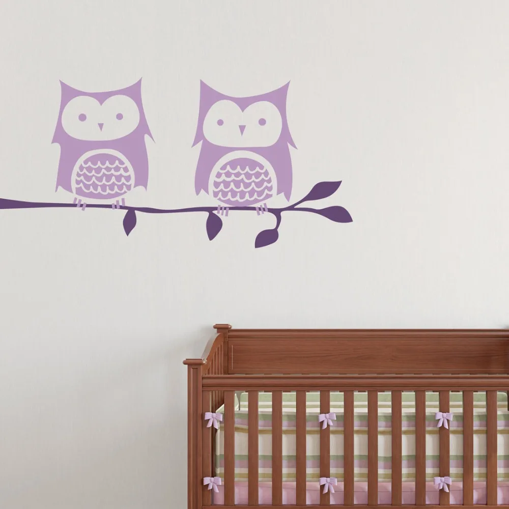

Two Owls Branch Pattern Wall Decal Cute Animal Leaves Wall Stickers For Kids Rooms Kid Nursery Art Mural DIY Bedroom DecorSYY826