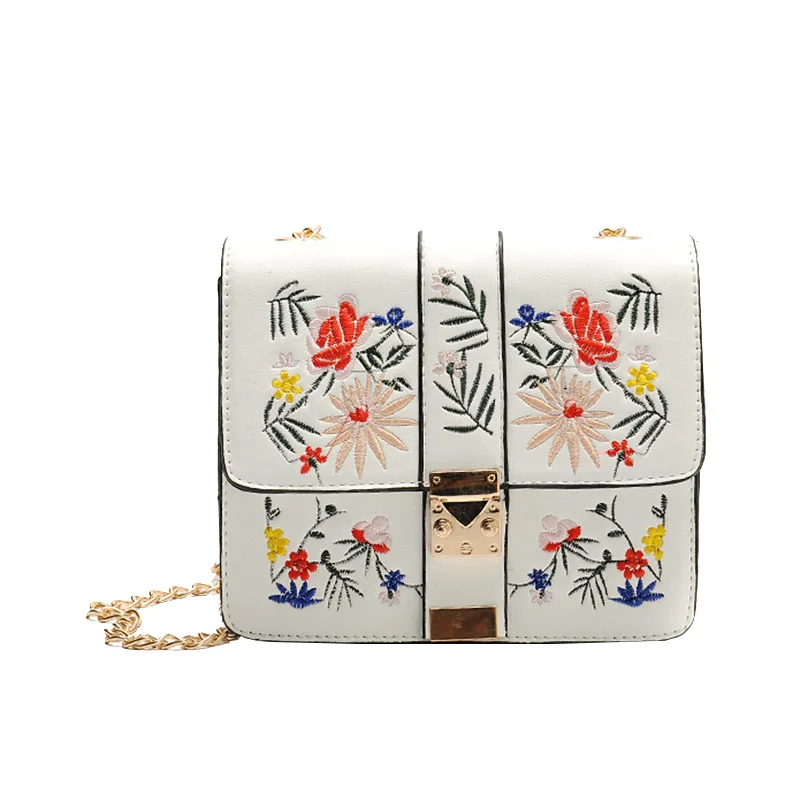 2017 Новая мода Белый Черный Вышивка Для женщин сумка из искусственной кожи