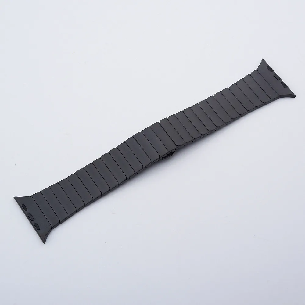 black Ремешок из нержавеющей стали для apple watch band 44 мм/40 мм apple watch 4 3 5 band iwatch 42 мм 38 мм роскошный браслет correa - Цвет ремешка: black