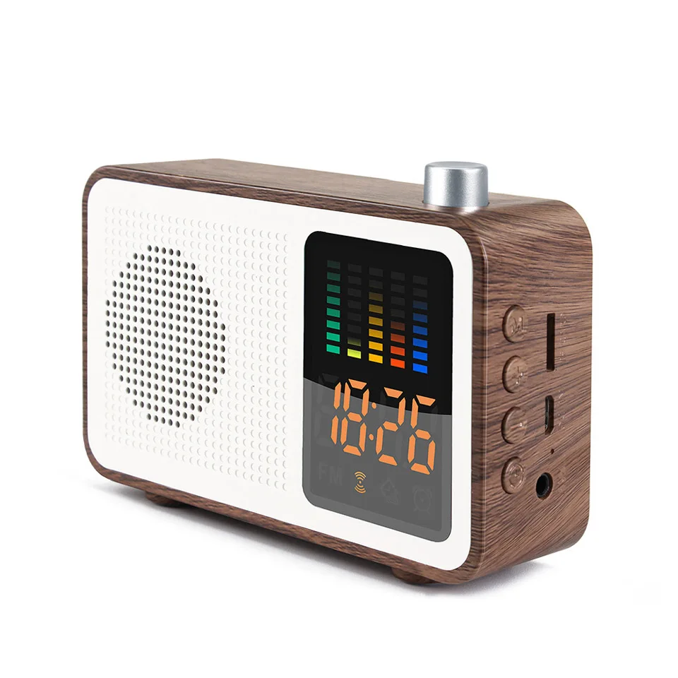 Walnut Grain Ретро деревянный Bluetooth fm-радио динамик HIFI беспроводной громкий динамик s 3D объемный динамик AUX TF карта воспроизведения СВЕТОДИОДНЫЙ цветной экран - Цвет: Walnut Grain