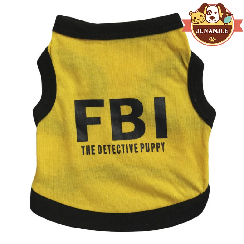 2018 собака одежда из хлопка с принтом надписью ФБР (FBI) ПЭТ жилет Teddy весенне-летние