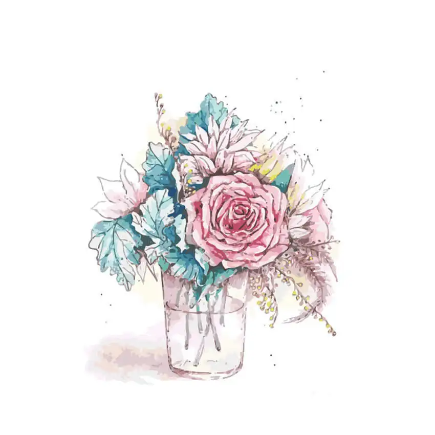 flower painting Раскраска по номерам, сделай сам роспись по номерам, декоративная картина роза, цветочные картины по номерам - Цвет: flower painting