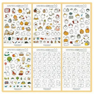Set-4 XRHYY 1 упаковка из 6 шт. милый дневник мультфильм шаблон украшения Скрапбукинг наклейки прозрачный ПВХ канцелярские планировщик наклейки - Цвет: Set-4