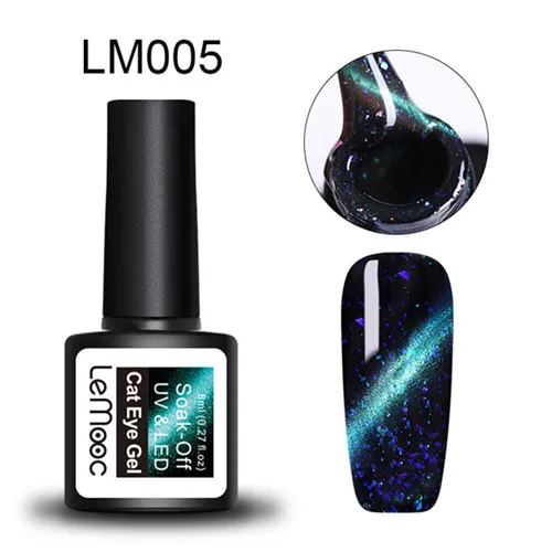LM005 LEMOOC 8 мл 3D глаз хамелеона кота УФ Гель-лак Магнитный замочить от ногтей Гель-лак на черной основе - Цвет: LM005