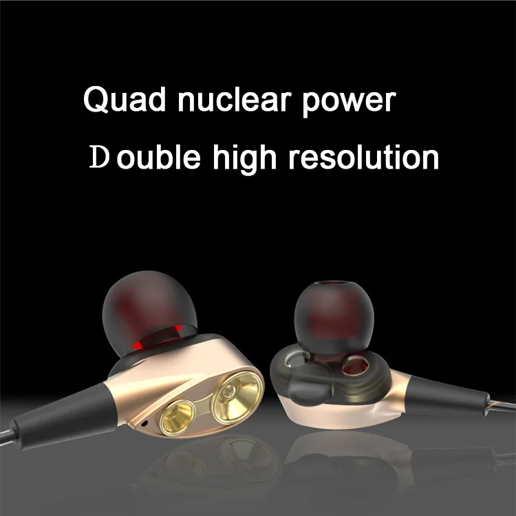 Double Unit Drive Headphones with Mic 3.5mm In-Ear Wired Stereo bass Earphone Earbuds Universal for Xiaomi iPhone PC MP3 | Электроника