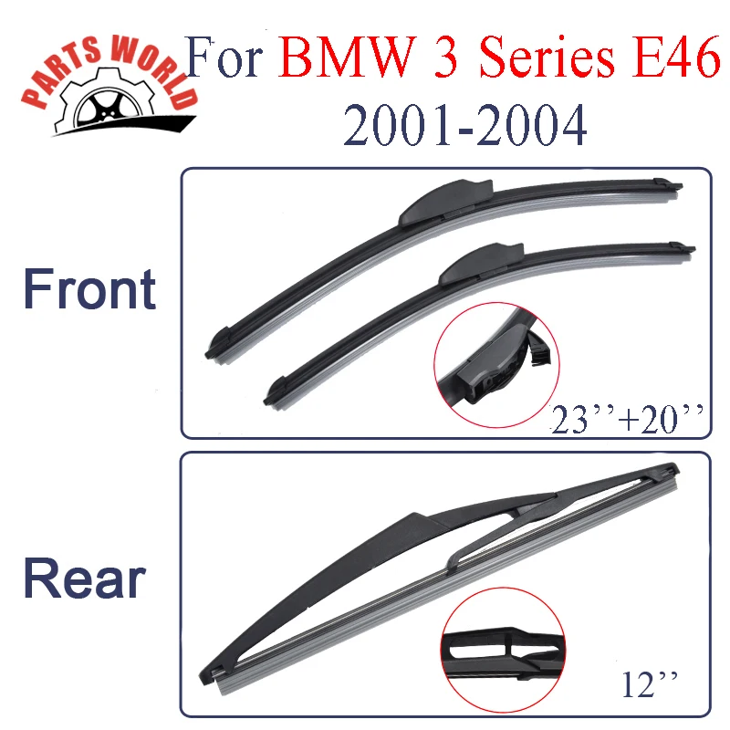 Лобовое стекло Передние и задние стеклоочистители для BMW 3 серии E46 2001 2002 2003 2004