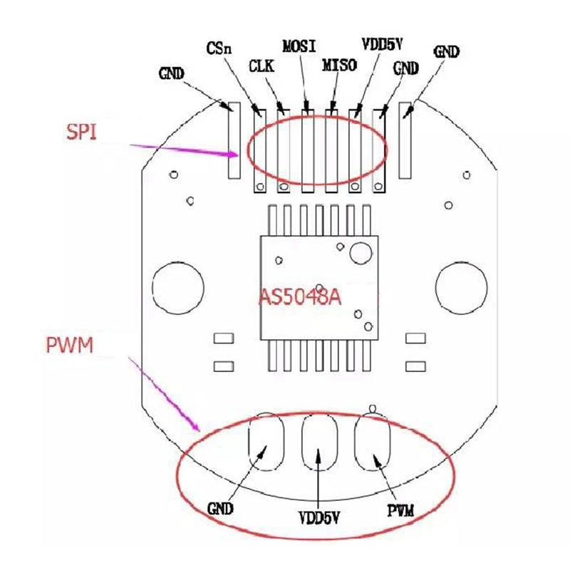 As5048 Магнитный кодировщик наборы Pwm и Spi интерфейс точность 14 бит нет держатель