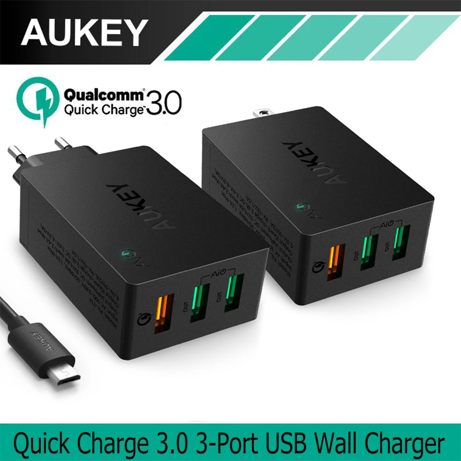 AUKEY USB Зарядное устройство Quick Charge 3 0 3-Порты и разъёмы Портативный стены