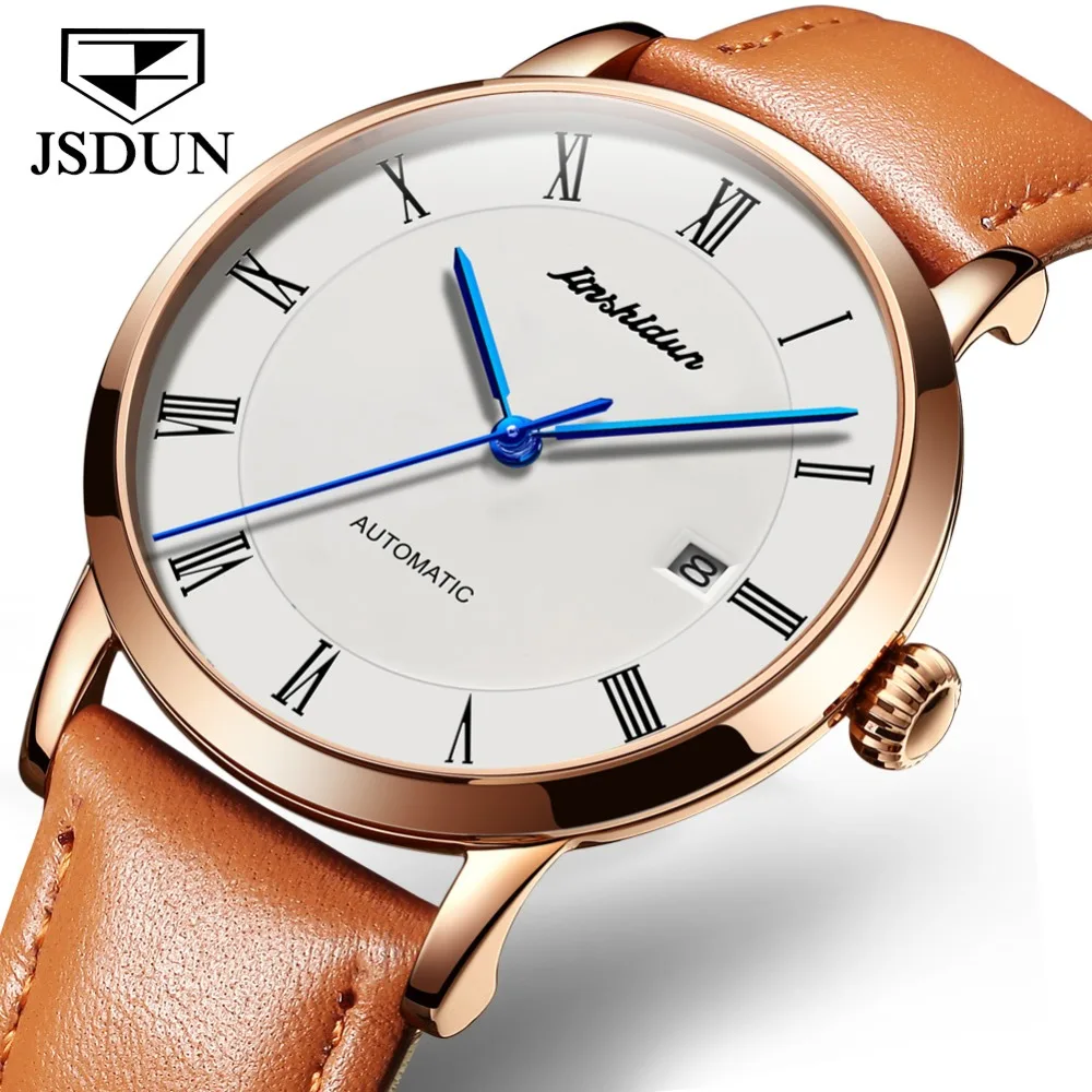 JSDUN Роскошные Брендовые Часы цвета розового золота белые мужские часы