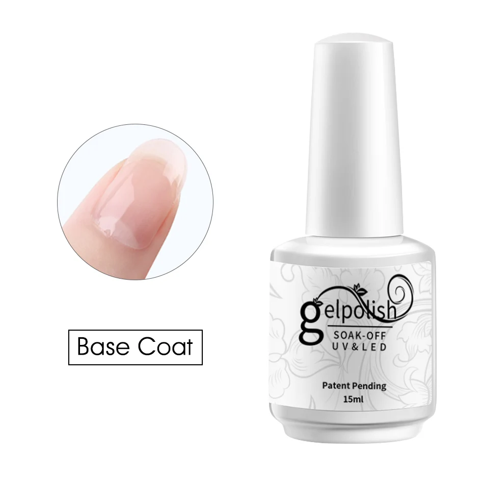 Base Coat ROHWXY Гель-лак для ногтей 15 мл Светодиодный УФ-основа и верхнее покрытие стойкий закаленный маникюрный Топ усиленный гель для ногтей лак - Цвет: Base Coat
