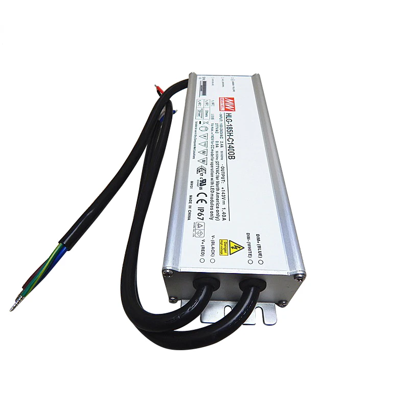 MEAN WELL Светодиодный источник питания постоянного тока HLG-185H-C1400B 71-143 в 1400ма 200 Вт PFC Водонепроницаемый светодиодный Диммируемый драйвер 1400mA