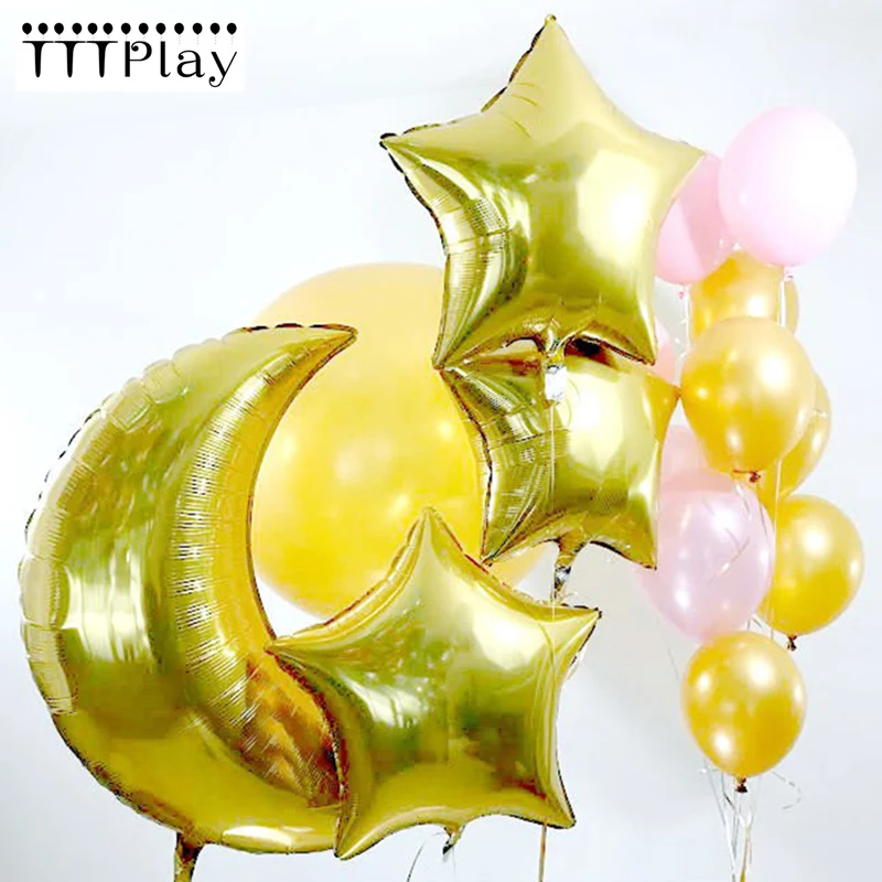 Воздушные шары из фольги в виде Большой Луны и звезд 14 шт./лот 2 8 г латексные