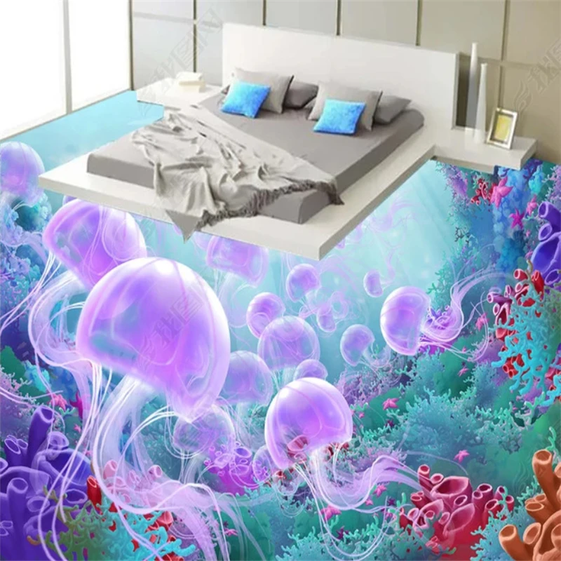 Пользовательские обои hudas beauty HD Ocean World Медузы 3D пол живопись для гостиной детской