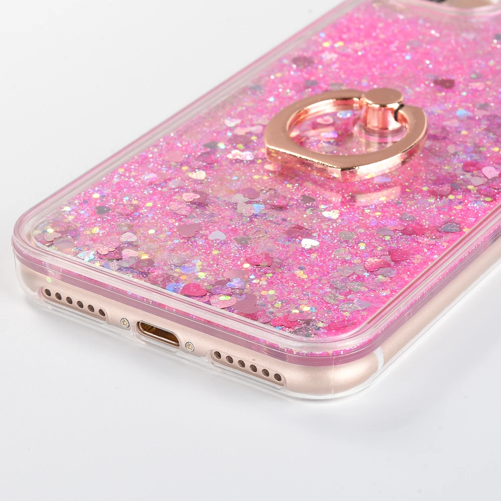 Pone Cover For iphone case 6s plus with ring Bling Glitter Liquid Quicksand Water Sequins 7 8 Plus x 5 5s se Carcasa |